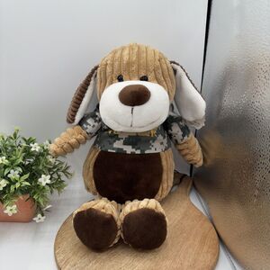 Chelsea Teddy Bear Co Corduroy Buddy Dog Army Sitting Stuffed Soft Toy 12“ NWT